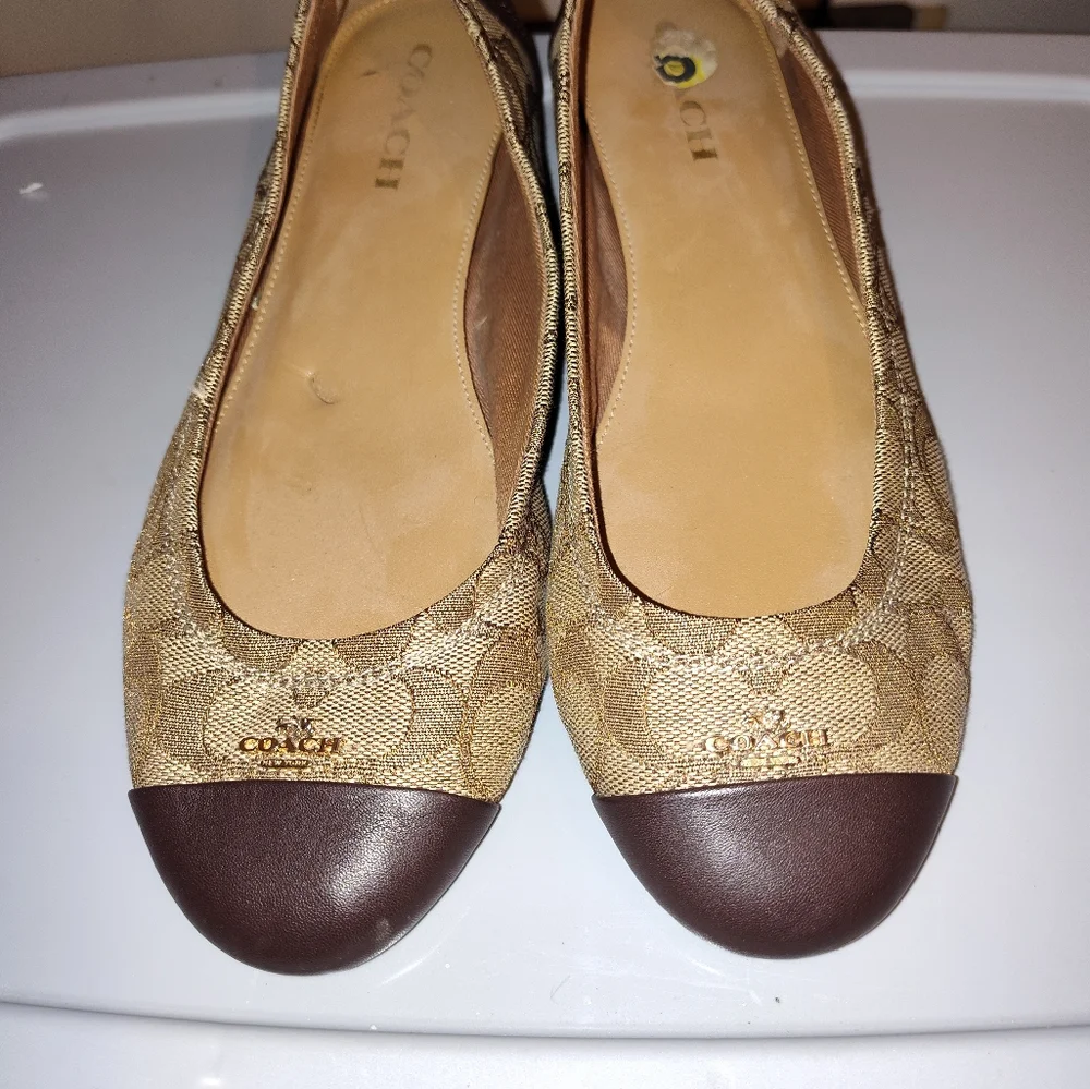 Coach Brown and Tan Loafers with Signature Monogram - Picture 2 of 4